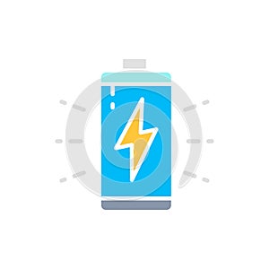 Vector battery, accumulator charging white line icon.