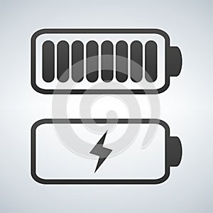 Vector battery icon. Charge from high to low