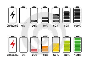 vector battery recharge symbols