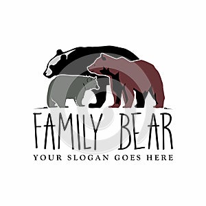 Vector or bear family shape design that can be used as a wildlife symbol