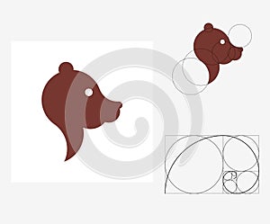 Vector bear in golden ratio style. Editable illustration