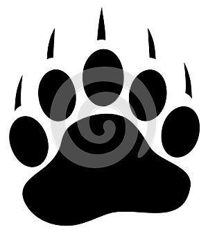 Vector Bear Paw Print Isolated on White Background.