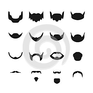Vector beards and mustaches set flat style