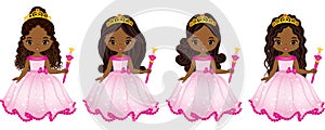 Vector Beautiful African American Princesses with Various Hairstyles