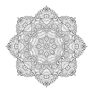 Vector Beautiful Deco Monochrome Contour Mandala