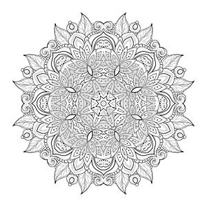 Vector Beautiful Deco Monochrome Contour Mandala