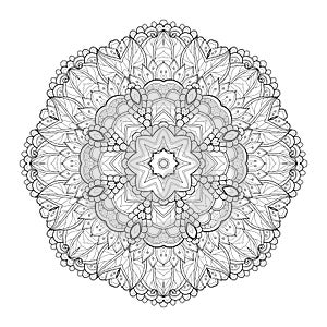 Vector Beautiful Deco Monochrome Contour Mandala