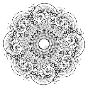 Vector Beautiful Deco Monochrome Contour Mandala