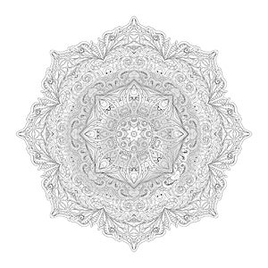 Vector Beautiful Deco Monochrome Contour Mandala