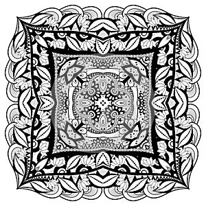 Vector Beautiful Deco Monochrome Contour Square