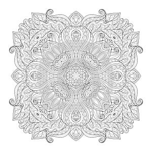 Vector Beautiful Deco Monochrome Contour Square