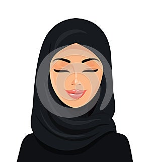 Vector - Beautiful face of arabic muslim woman, vector illustration photo