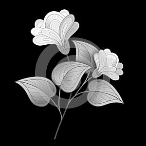 Vector Beautiful Monochrome Flower