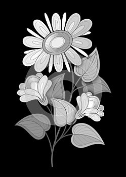 Vector Beautiful Monochrome Flower