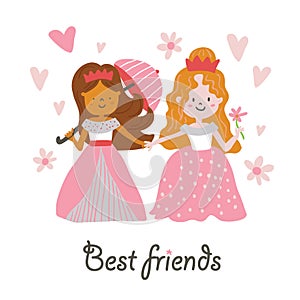 Vector beautiful princesses best friends