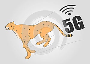 Vector beautiful running cheetah big wild cat isolated on white background side view zoo illustration fastest mammal animal. 5G