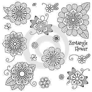 Vector Beautiful Zentangle, Doodle flowers