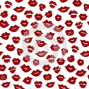 Vector beauty seamless pattern of red lips. lip make-up. Sw