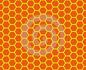 Vector bee honeycomb seamless pattern. Yellow and orange colors