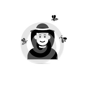 Vector beekeeper or apiarist in hat. Apiary beekeeper vector illustrations.