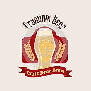 Vector beer logo. Flat style emblem on the background.