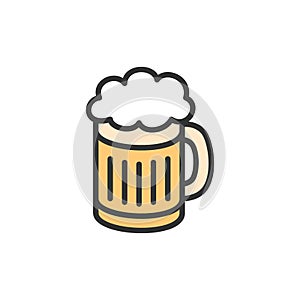 Vector beer mug flat color line icon.