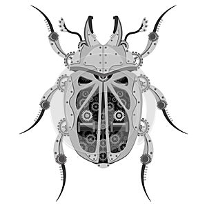 Vector beetle robot. Mechanical insect on a white background