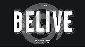 Vector belive trendy 3d font white modern typography