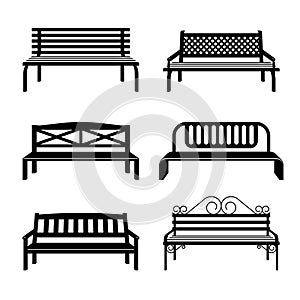 Vector benches. Bench black silhouettes