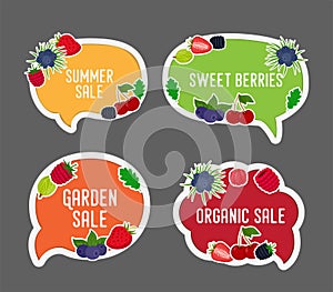 Vector berries sale in bubble speech