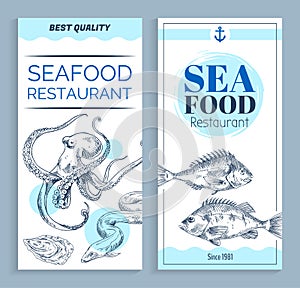 Vector Best Quality Seafood Restaurant Banner Set