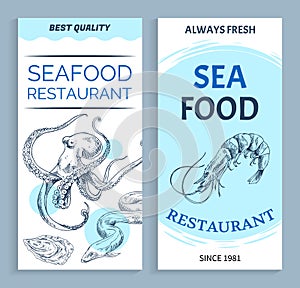 Vector Best Quality Seafood Restaurant Banner Set