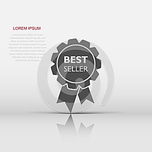 Vector best seller ribbon icon in flat style. Medal sign illustration pictogram. Bestseller business concept