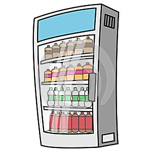 vector of beverage refrigerator in minimarket