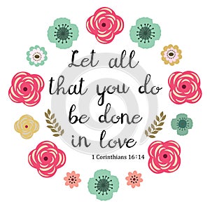 Vector Bible Verse with Floral Frame.