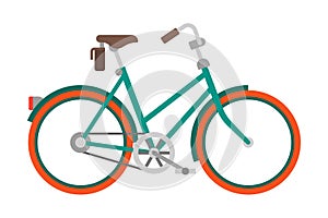 Vector bicycle in flat style isolated on white