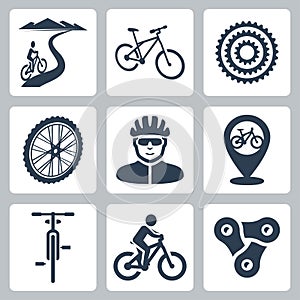 Vector bicycling, cycling icons set