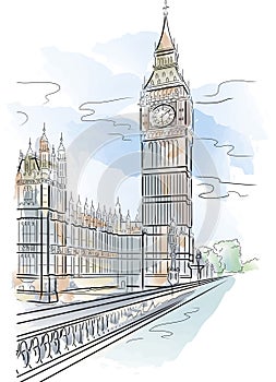 Vector Big Ben of Tower in London