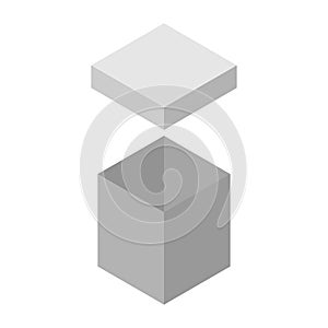 Vector of a big cardboard box. Open box icon.