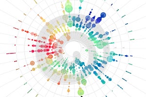 Vector big data visualization. Visual information complexity. Big data analytics representation. Data radial plot