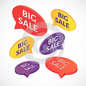 Vector Big sale text bubble set