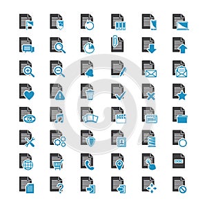 Vector big set Document File blue and black icons