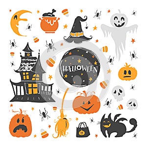 Vector big set of Halloween design elements