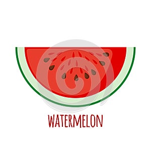 Vector Big watermelon slice icon in flat style isolated on white background