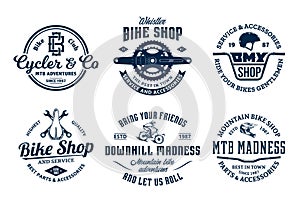 Vector bike shop, bicycle service, mountain biking logo