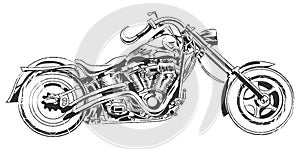 Vector bikers. Hand drawing vector motorcycle with bike elements