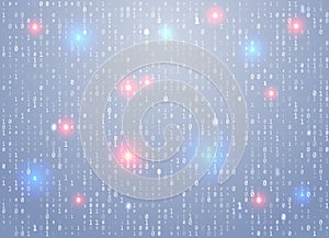 Vector binary code background with highlight an important element, error, software vulnerability. Big data and programming hacking