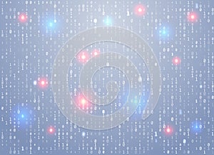 Vector binary code background with highlight an important element, error, software vulnerability. Big data and programming hacking