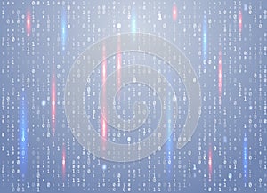 Vector binary code background with highlight an important element, error, software vulnerability. Big data and programming hacking