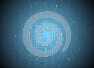 Vector binary code blue background. Big data programming hacking, deep decryption and encryption, computer streaming numbers 1, 0